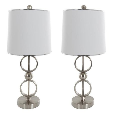 LAVISH HOME Lavish Home 72-LMP3011 Modern Brushed Steel Table Lamps - Set of 2 72-LMP3011